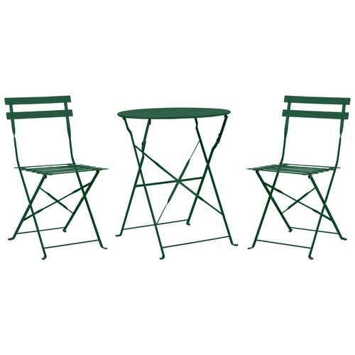 Salon De Jardin Bistrot Table Et 2 Chaises En Acier Vert Foncé Fiori