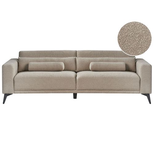 Canapé 3 Places En Tissu Bouclé Taupe Ange