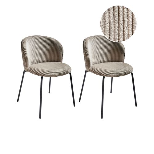 Lot De 2 Chaises De Salle À Manger Miles Velours Côtelé Taupe