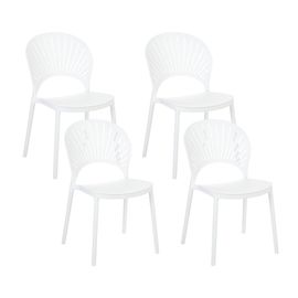 Chaise De Jardin Set De 4 Matière Synthétique Blanc Ostia