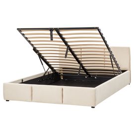 Lit Ottoman Velours Bousse 160 X 200 Cm Beige Clair