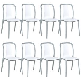 Chaise De Jardin Set De 8 Matière Synthétique Blanc Spezia