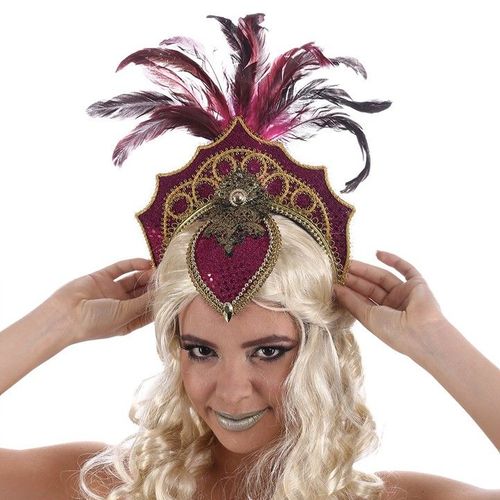 Coiffe Carnaval De Bahia Strass Plume Fuchsia