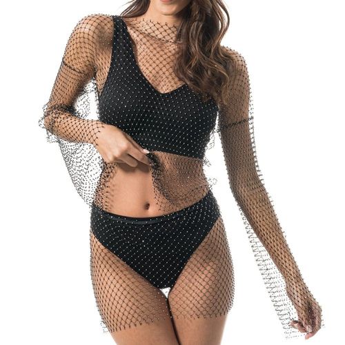 Déguisement Top Festival Maille Strass Noir Femme