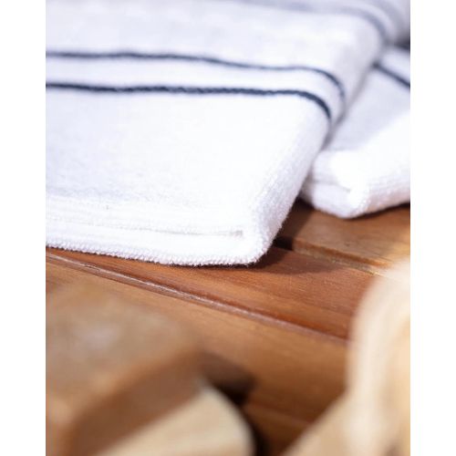 Ensemble De 2 Serviettes À Main 100 % Coton Martin - Blanc/Bleu Marine