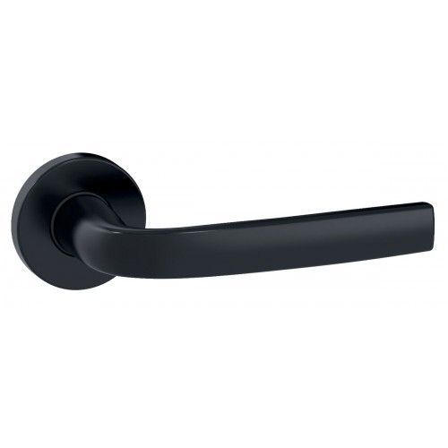 Poignées de porte sur rosaces rondes Logio finition noir mat Onyx - bec-de-cane VACHETTE