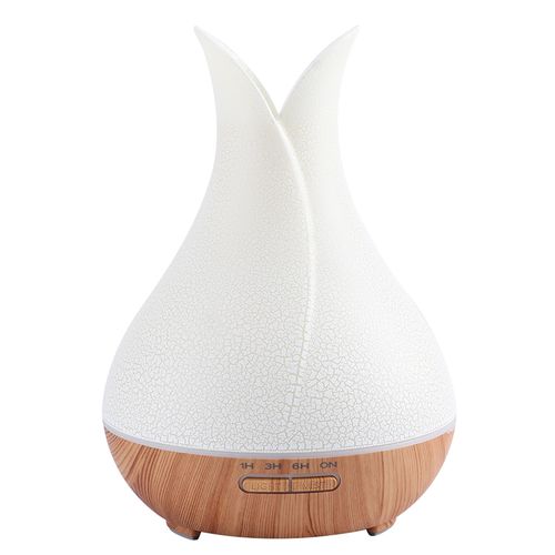 Humidificateur d'air en bois 400 ml, diffuseur d'huiles essentielles et d'aromes avec 7 lumieres changeantes pour bureau et maison, 100-240 V