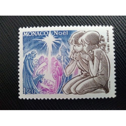 Timbre Monaco Y T 1299 Enfants Regardant La Crèche 1981 (150509 )