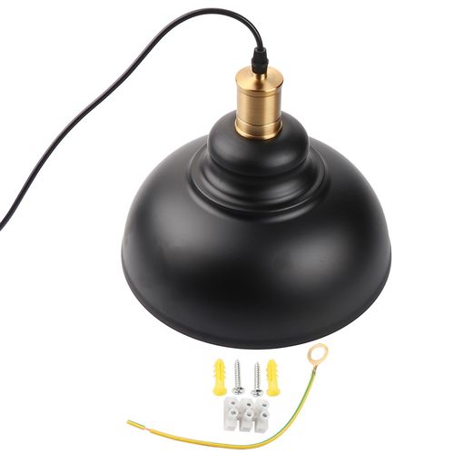 Suspension Cache-Pot De Style Industriel Moderne Pour Salle A Manger, Bureau, Plafonnier Decoratif, Diametre 30 Cm, Noir Mat