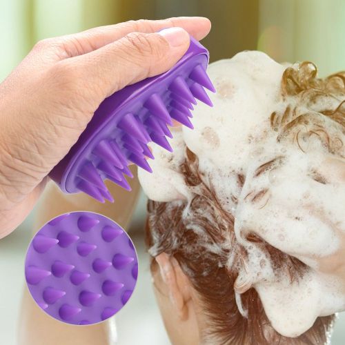 Brosse De Massage Ronde En Silicone Pour Le Cuir Chevelu, Brosse De Bain, Peigne Pour Le Lavage Des Cheveux (Violet) 
