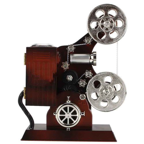 Boite a musique vintage avec projecteur de film et miroir de maquillage