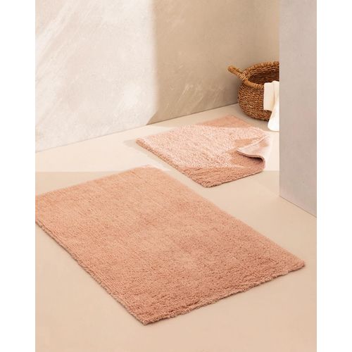 Tapis De Bain Cameo 2 Pièces En Coton - Poudre - 60 X 100 Cm