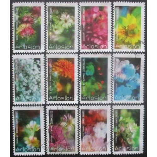 France Autoadhésif Série N°1707 Au 1718 Fleurs Oblitérés