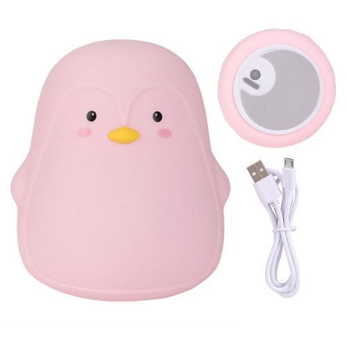 Veilleuse Led En Silicone Coloree En Forme De Pingouin Pour Bebe, Avec Chargeur Usb Et Batterie Integree (Rose)