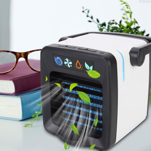 Mini climatiseur portable, humidificateur et appareil d'aromatherapie 2 en 1 (noir et blanc)