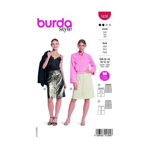 Patron Burda 5836 - Jupe En Jean Du 36 Au 48 Fr