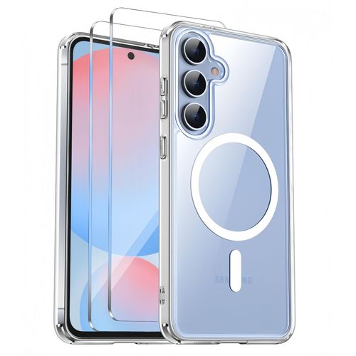 Coque Magnétique Pour Samsung Galaxy S24 Fe Avec 2 Verre Trempé,Compatible Avec Magsafe ,Transparent - Hqselection®