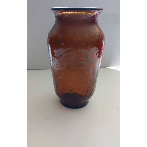 ancien vase en verre Henkel de couleur ambré