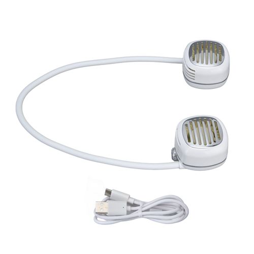 Mini ventilateur de cou suspendu, portable, sans feuilles, pour le sport, ideal pour les voyages, blanc