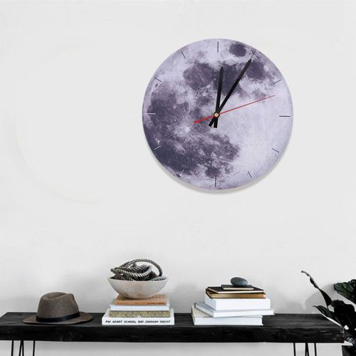 1 horloge murale silencieuse en forme de lune pour decoration de salon et de chambre a coucher (B)