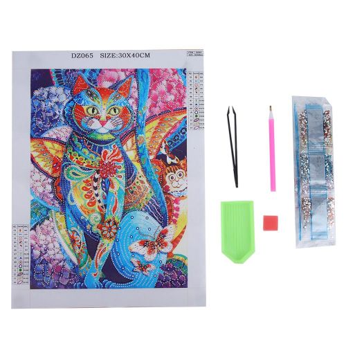 Peinture Diamant Speciale A Faire Soi-Meme, Motif Chat, Point De Croix (Chat Heteroclite)