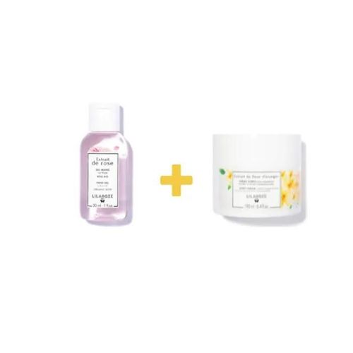 Lilaroze Paris Pack Crème Corps Extrait De Fleur D'oranger Bio + Gel Mains Nettoyant Extrait De Rose 