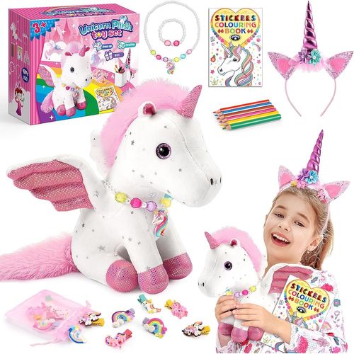 Kgabery-Peluche Licorne, Bijoux Enfants Loisirs Créatifs Fille 3-8 Ans Cadeau Anniversaire Fille 3-6 Ans Bracelet Jouet Noël