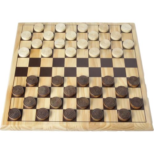 Kgabery-Jeu De Dames En Bois-Marron Et Crème-Jeu De Société Classique-Damier En Bois Massif-Stratégie-Débutants-Famille-2 Joueurs-Dès 6 Ans
