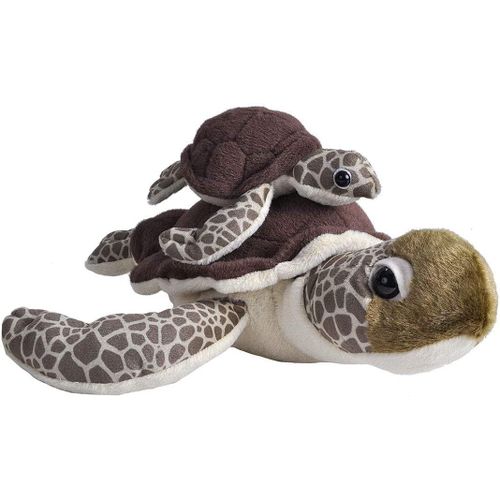 Kgabery-Mom And Baby Tortue De Mer Verte, Animal En Peluche, 38 Cm, Idée Cadeau Pour Enfants, Animal En Peluche, Jouet Écologique, Rembourré De Bouteilles D¿Eau Recyclées