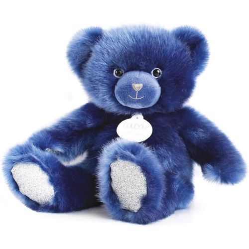 Kgabery-Ours En Peluche-37cm-Bleu Nuit Et Paillettes-Collection Ours La Peluche-Tout Doux Pour Les Câlins-Idée Cadeau Pour Enfants Dès 2 Ans-Garantie Doudou Perdu-Dc3566