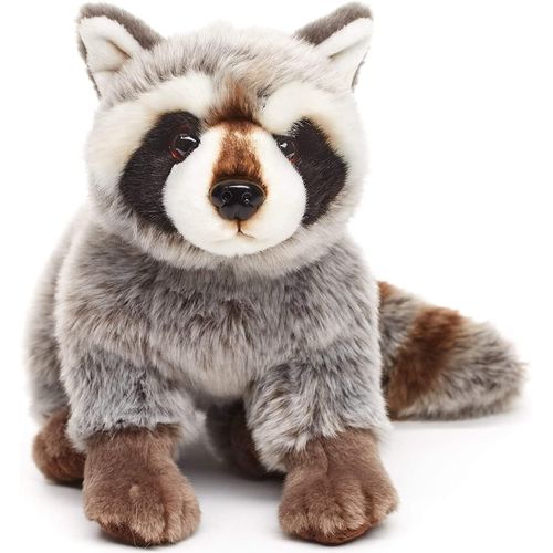 Kgabery-Raton Laveur, Assis-25 Cm (Longueur)-Animal De La Forêt-Peluche, Doudou, Gris, Marron, Blanc.