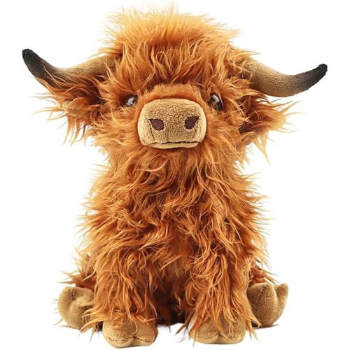 Kgabery-Highland Cow Plush, 25Cm Jouet En Peluche Vache Highland, Vache Highland En Peluche Marron, Réaliste Animal Poupée Peluche, Pour Garçons Et Filles Cadeau Mignon