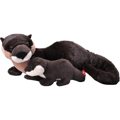 Kgabery-Mom And Baby Loutre De Rivière, Animal En Peluche, 38 Cm, Idée Cadeau Pour Enfants, Animal En Peluche, Jouet Écologique, Rembourré De Bouteilles D¿Eau Recyclées