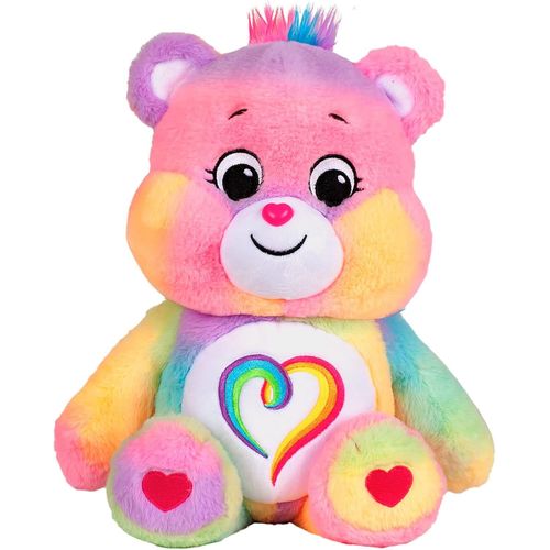Kgabery-Bisounours Peluche Moyenne 35Cm-Togetherness Bear, Ours En Peluche Coloré À Collectionner Avec Badge En Forme De C?ur, Ours Apaisant Et Amusant Unique Pour Garçons Et Filles À Partir De 4 Ans