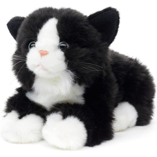 Kgabery-Chat Noir Et Blanc, Couché¿20 Cm (Longueur)¿Chaton En Peluche¿Doudou