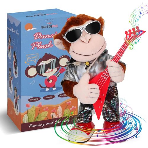 Kgabery-Jouet Peluche Singe Électronique Pour Enfants, Singe Interactif Chantant, Dansant Et Jouant De La Guitare, Cadeau D'Anniversaire De Noël Pour Les Enfants En Bas Âge.