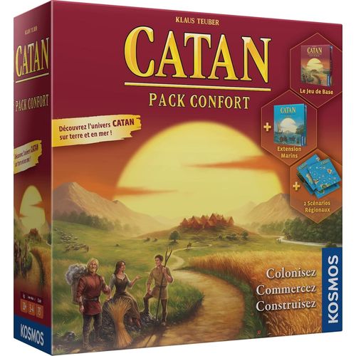 Kgabery-Catan : Pack Confort-Jeu De Société Pour Adultes Et Enfants Dès 10 Ans-Jeu De Stratégie Et De Négociation Pour Toute La Famille-3 À 4 Joueurs-75 Min-Version Française-Kosmos