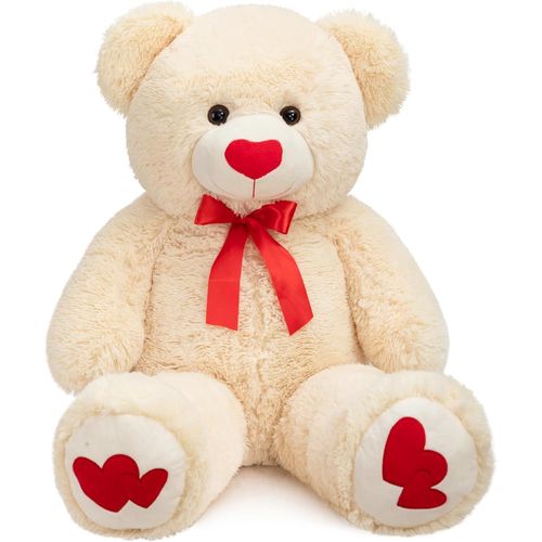 Kgabery-Ours En Peluche, 91 Cm, Grand Ours, Avec Amour, C?ur Rouge, Pour Petite Amie Et Enfant, Cadeau, Beige