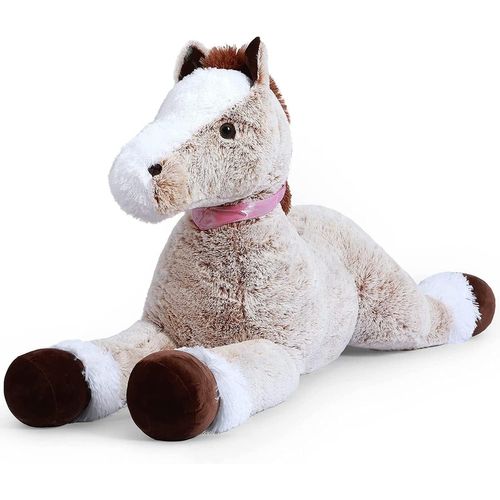 Kgabery-Jouet En Peluche Géant Cheval Grand Animal En Peluche Jouet Poney Licorne Poupée En Peluche Cadeaux Pour Enfants, Saint Valentin, Noël(Marron,90Cm)