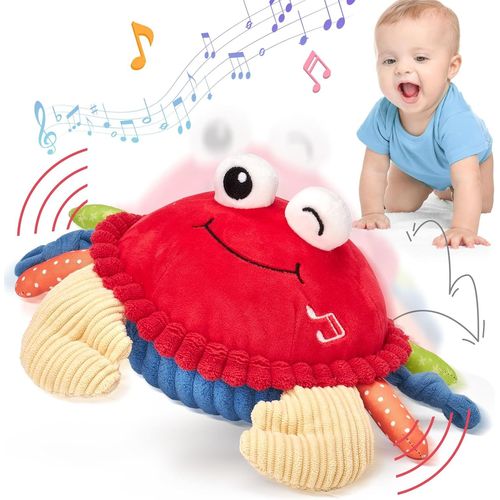 Kgabery-Jouet Bebe 6-12 Mois, Crabe Qui Marche Bebe Avec Musique & Enregistrement Jouets En Peluche Interactifs Tummy Time, Jouets Musicaux Rampants Cadeau Enfant 1 2 3 Ans Garcon Fille