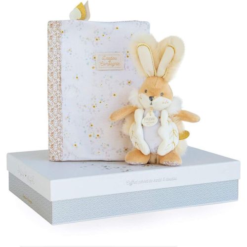 Kgabery-Protège Carnet De Santé Bébé Blanc + Doudou Peluche Lapin Beige-32,5 X 23,5Cm-Collection Lapin De Sucre-Coffret Cadeau De Naissance-Garantie Doudou Perdu-Dc3497
