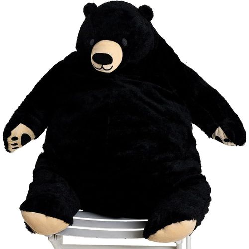 Kgabery-Simulation Géante 60cm Ours Jouet Animaux En Peluche Poupée Pour La Décoration De La Maison Géant Emmailloté Ours En Peluche Valentine Cadeau D'anniversaire (60cm, Noir)