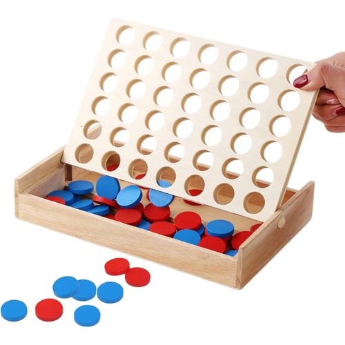 Kgabery-Puissance 4 En Bois Jeu De Société Game 4 In A Row Jeu De Stratégie Classique Pour Adultes Et Enfants Familiaux Cadeaux