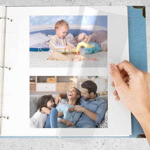 Pages D'album Photo Recharge Pour Classeur À 3 Anneaux, Pages Autocollantes Pour Album Photo, Pages D'album Compatibles Avec Photos 10x15, 13x18, 20x25 Ou Cartes De Recettes, 80 Pages