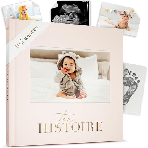 Livre De Naissance - Album Photos Et Naissance - Cadeau Naissance 132 Pages Et Album Photo Scrapbooking ¿ Livre Naissance Bébé Garçons Et Filles ¿ Photos De 10 X 15 (Crème)