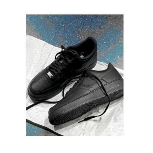 Tennis Sneakers Cuir Noir Baskets Basse Nike Air Force One Af1 Pointure 41.5 Chaussures A Lacets De Sport Running Jogging Course Confortable Sport Wear