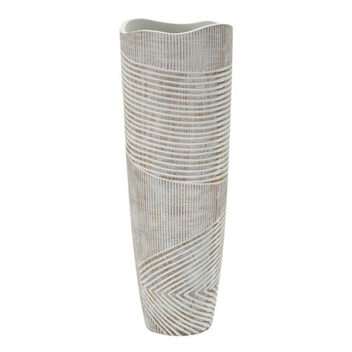Vase Décoratif Lines, Blanc, 55x19x19 Cm, Epikasa