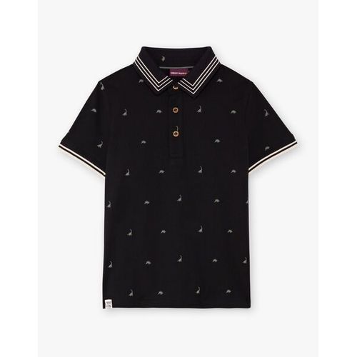 Polo Noir Brodé Dinosaures Enfant Garçon (Sergent Major)