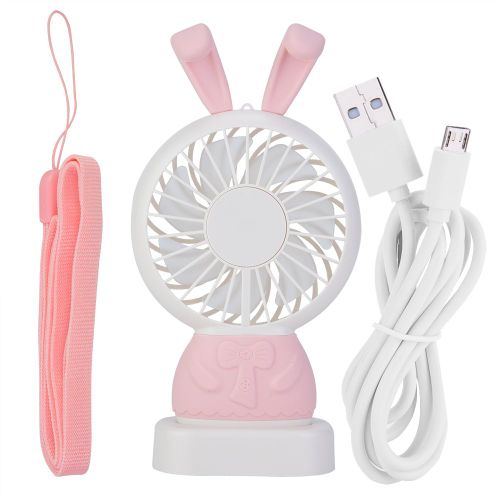 Mini ventilateur portable a LeD rechargeable par USB avec oreilles de lapin (rose)