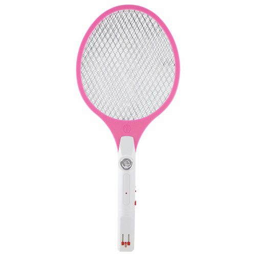 Raquette De Tennis Anti-Moustiques Electronique A Piles (Prise Americaine 110-240 V) (Rose Rouge)